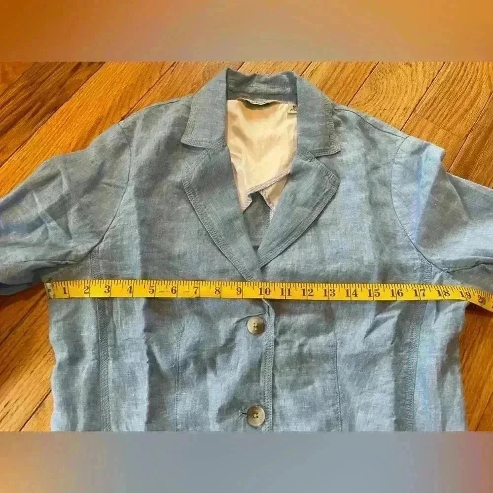 LL BEAN Women's Blue 100% Linen Jacket Blazer 3 Button 287688 Size M Reg NWOT - Picture 14 of 14